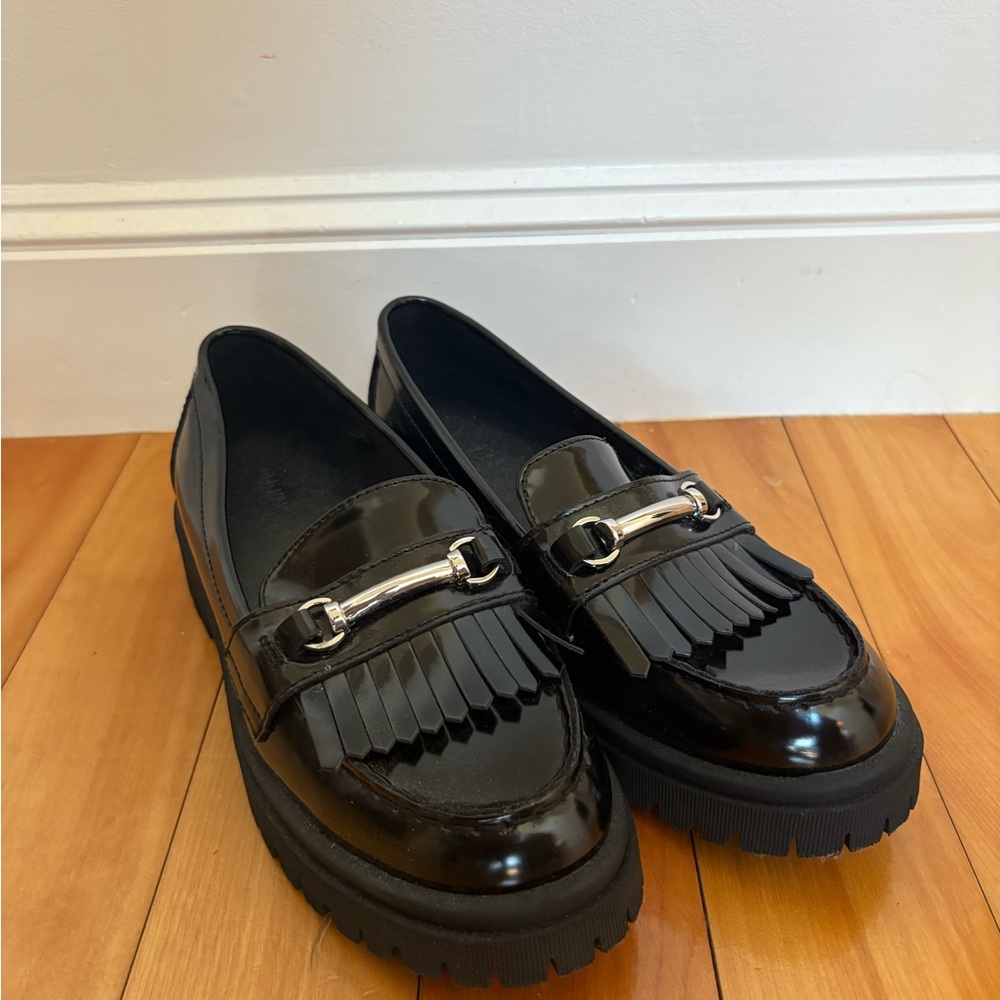 Never worn Old Navy Black Chunky Loafers with Silver Detail